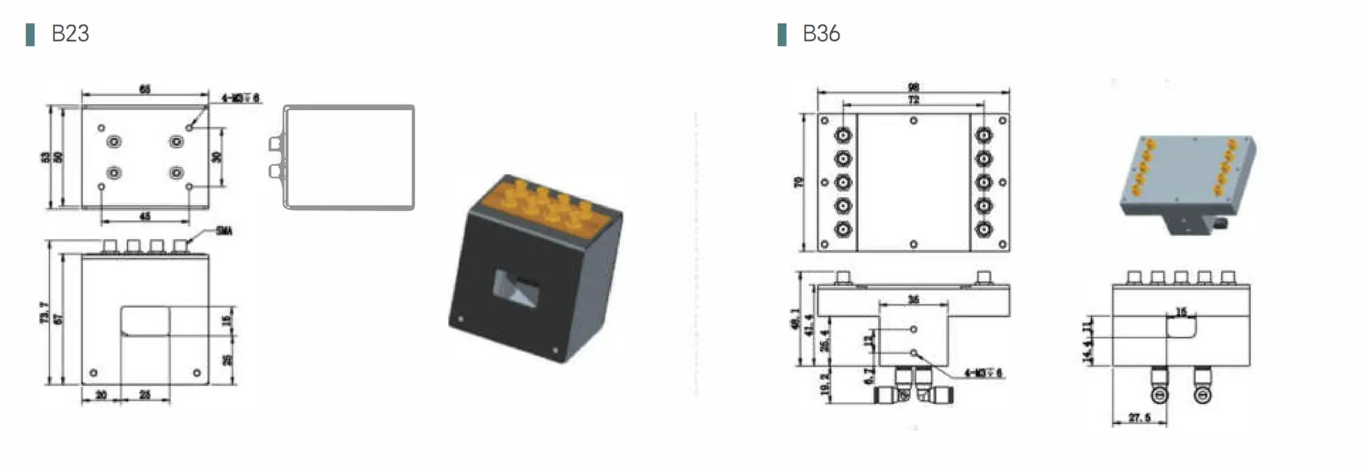 A black box with yellow lights

Description automatically generated