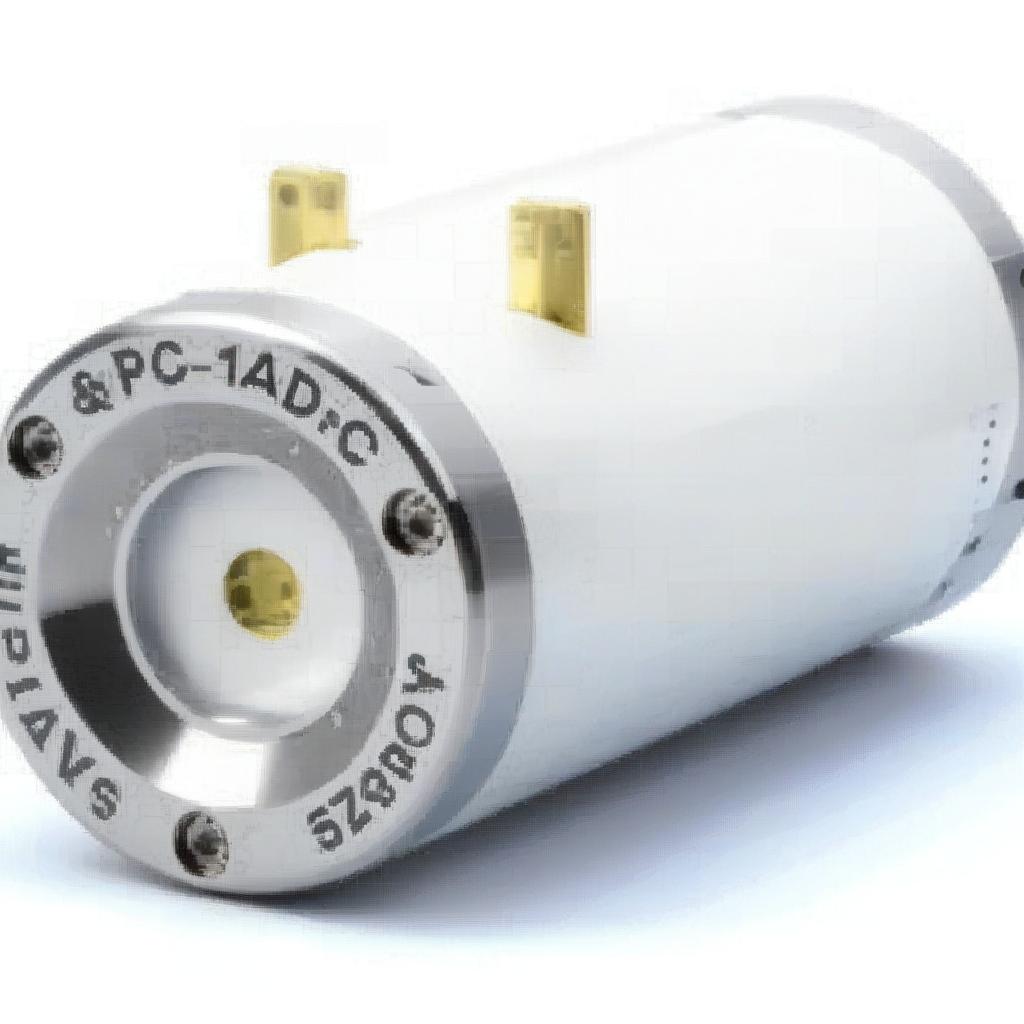 A white and silver cylinder with gold and silver screws

Description automatically generated with medium confidence